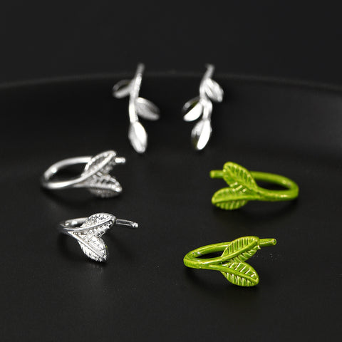 Simple Leaf Shaped Earrings Plant Bud Without Pierced Ears