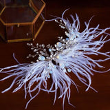 Bridal Wedding White Feather Alloy Diamond Crystal Hairband Hair Accessory