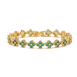 Copper Plating 18K Gold Inlaid Colorful Crystals Flower Bracelet Suit