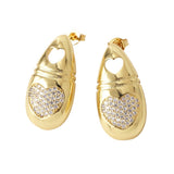 Heart Water Drops Earrings For Women Copper Plating 18K Gold