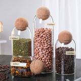 Striped Borosilicate Glass Cork Ball Storage Jar