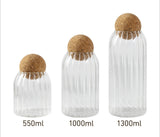 Striped Borosilicate Glass Cork Ball Storage Jar