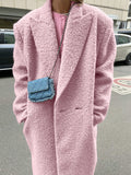 French Style Woolen Thick Lapel Coat Mid-length Coat