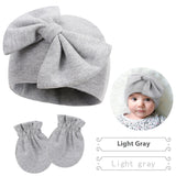 Newborn Fetal Cap Baby Bow Sleeve Cap Fashionable Warm Toddler Gloves Plus Tire Cap