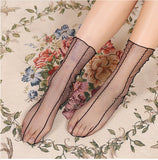 Thin Mid-calf Transparent Net Women's Breathable Lace Socks