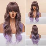 Anime Air Bangs Big Wave Purple Wig