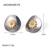 Steel Alloy Wafer White Dripping Oil Small Earrings