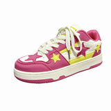 Summer Ins Hong Kong Style Contrast Color Retro Five-pointed Star Lightweight Trendy Sports Board Shoes