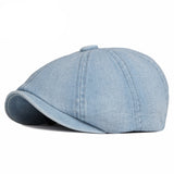 Spring And Autumn Washed Denim Octagonal Beret