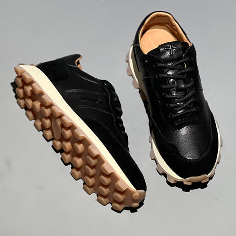 Mens Fashion Lace-up Head Leather Thick-soled Sports Shoes