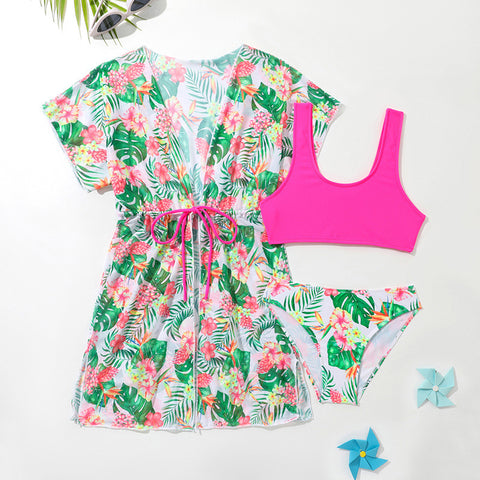 Girls' Two-piece Swimsuit Women's Three-piece Suit Color New Children's Split Overclothes Swimsuit