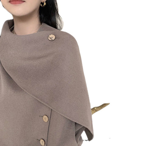 Women's Design Scarf Woolen Coat