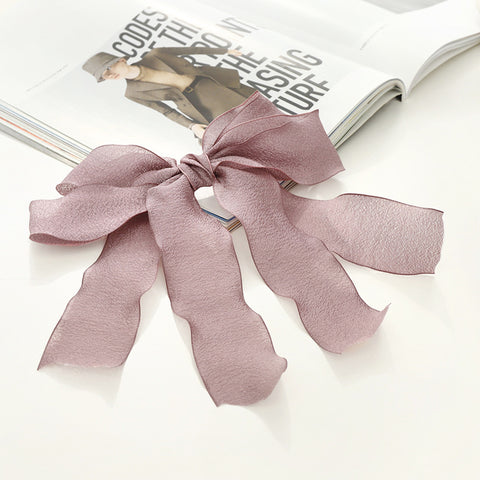 Hairpin Fairy Temperament Sweet Solid Color Mesh Bow Streamer Top Clip On The Back Of The Head