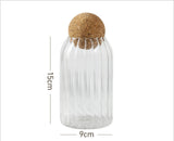 Striped Borosilicate Glass Cork Ball Storage Jar