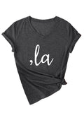 Letter V-neck T-shirt Simple Women