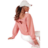 Pure Color All-matching Backless Bow Long Sleeve Top