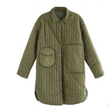 Korean Style Artistic Relaxed-fit Casual Quilted Shirt Coat