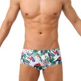 Flower-bird Print Fashion Men's Small Boxer Swimming Trunks