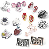 Human Organ Heart Lung Eye Capillary Pin Brooch