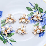 Pearl Flower Three Pearl Leaves Alloy Diamond Flowers Pendant Accessories