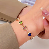 Colored Loving Heart Zircon Bracelet