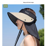 Upgraded Plus-sized Hat Brim Visor Straw Hat UV Protection Ponytail Sun Protection Hat