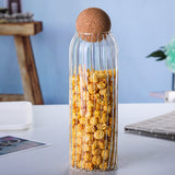 Striped Borosilicate Glass Cork Ball Storage Jar