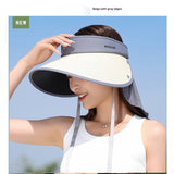 Upgraded Plus-sized Hat Brim Visor Straw Hat UV Protection Ponytail Sun Protection Hat