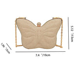 Cute Butterfly Stripe Clipped Button Metal Women's Chain Messenger Bag