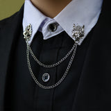 Personalized Domineering Reel Chain Tassel Brooch Fashion Alloy Wolf Head Pin Clothing