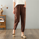 Women's Linen Leisure High Waist Loose Casual Pants