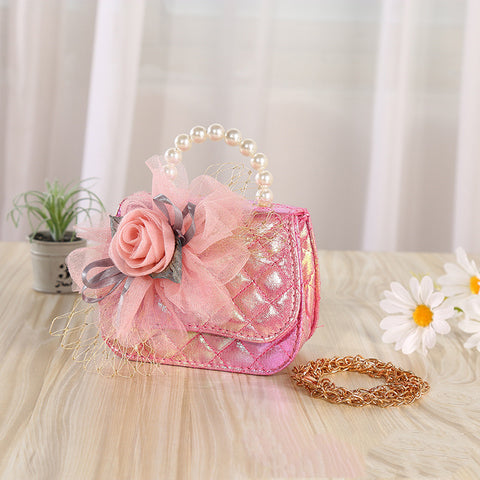 Flower Knitted Pearl Portable Diagonal Bag