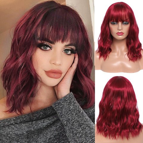 Fashion Ladies Chemical Fiber Air Liu Hai Ripple Wig Head Cover