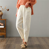 Women's Linen Leisure High Waist Loose Casual Pants