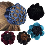 Solid Color Performance Dance Velvet Headband With Hair Mesh Bag