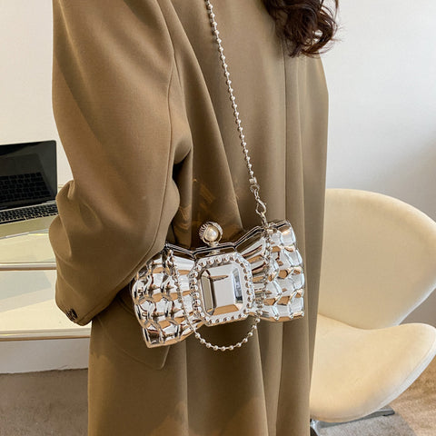 Acrylic Bow Chain Handbag For Women