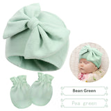 Newborn Fetal Cap Baby Bow Sleeve Cap Fashionable Warm Toddler Gloves Plus Tire Cap