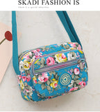 Multi Layered Floral Canvas Crossbody Women's Bag