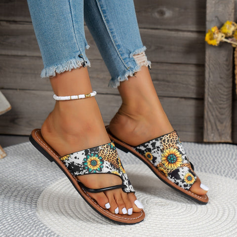 Women's Breathable Printed Toe Covering Sandals