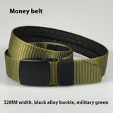 32MM Black Alloy Buckle Nylon Belt Women's Outdoor Security Multifunctional Anti-theft