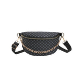 Metal Chain Shoulder Messenger Bag Full Printed Plaid Women