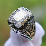 Inlaid Emerald Men's Luxury Ring Personality Retro