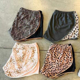 Women's Leopard Print Stitching Shorts