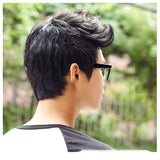 Korean Style Men's Cover Male Short Black High Temperature Silk Bald Wig