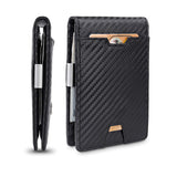 Men's Genuine Leather Carbon Fiber Wallet With Multiple Card Slots