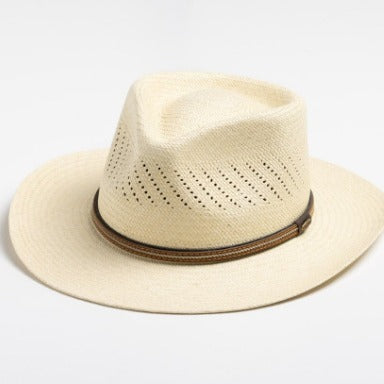 Striped Bow Flat-brimmed Jazz Straw Top Hat