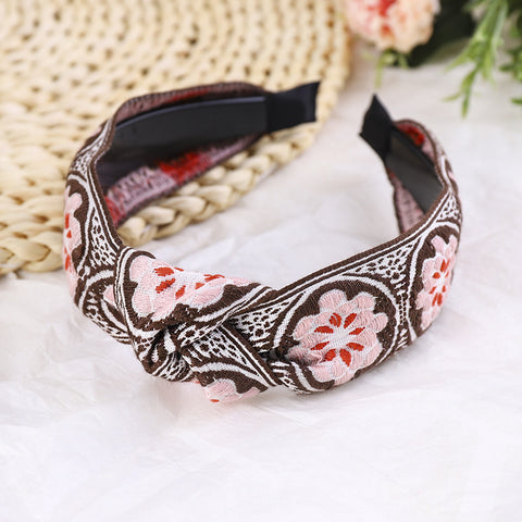 Headband Ethnic Style Embroidered Flower Headband Ladies