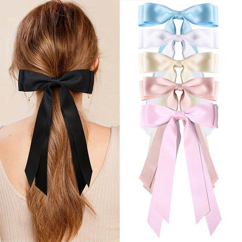 Bow Spring Clip Hairpin Sweet Double Large Ribbon Hairpin Long Ribbon Hair Accessories