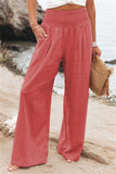 Women's Pants Casual Wide Leg Cotton Linen Loose Trousers